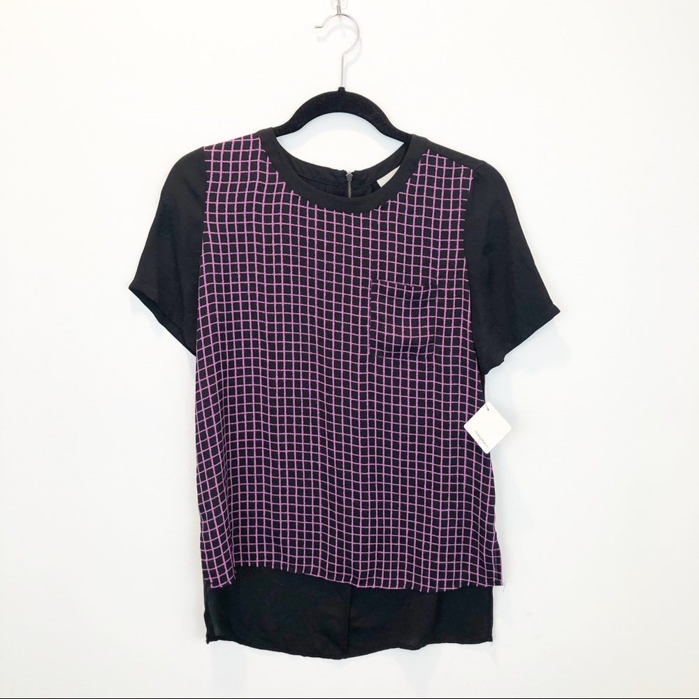 Halogen NWT Black And Pink Print top
